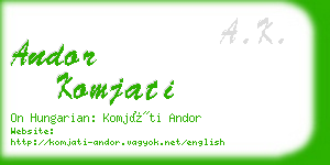 andor komjati business card